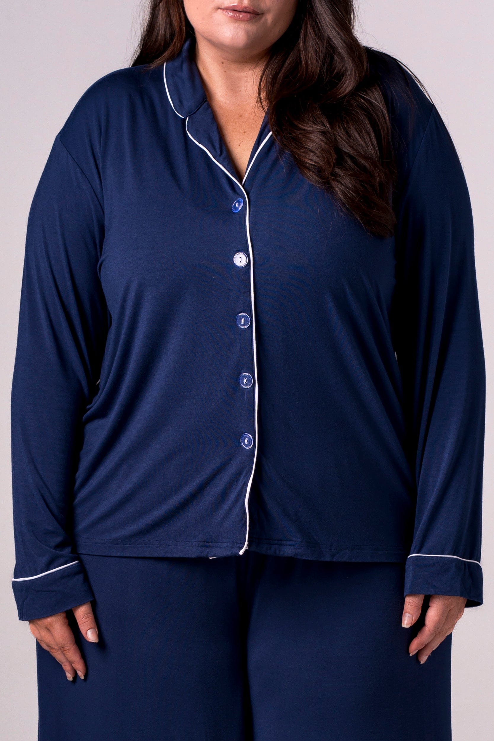 Navy Bamboo Pyjama Long Set