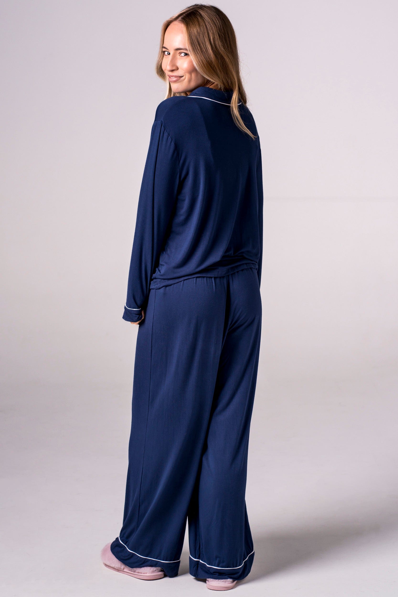 Navy Bamboo Pyjama Long Set