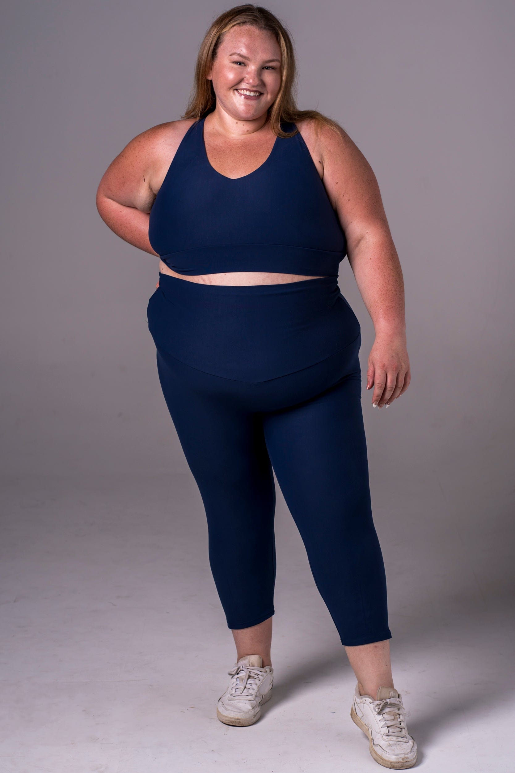 Navy Dynamic High Waisted Capri Leggings