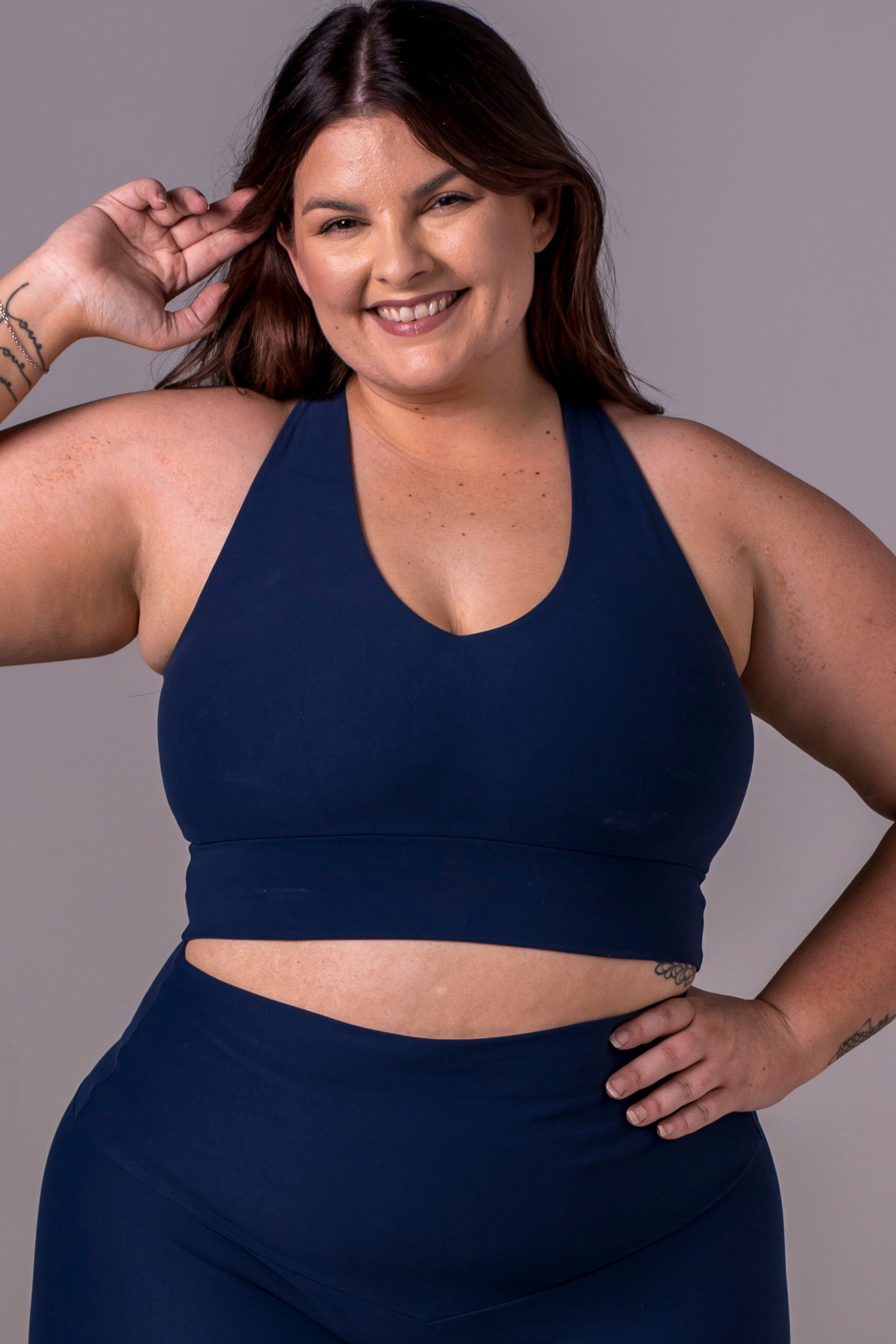 Navy Dynamic Sports Crop