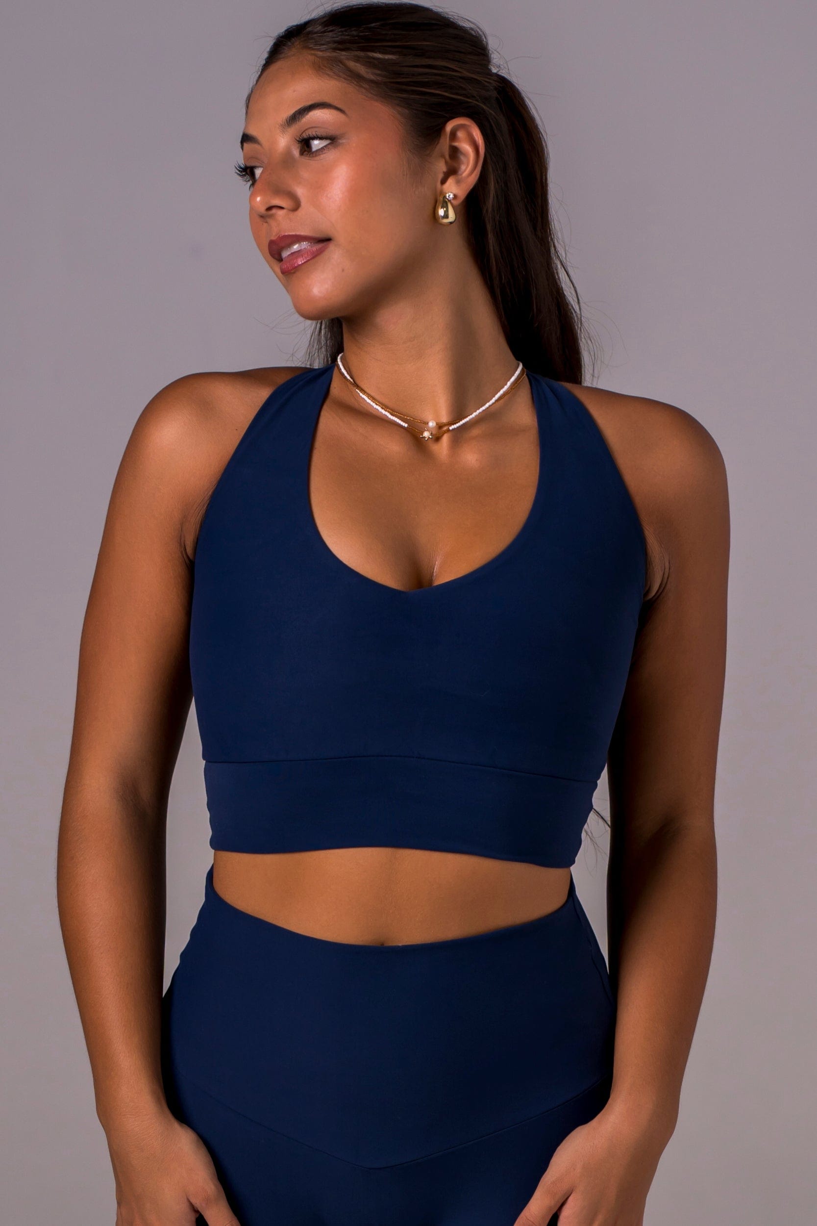 Navy Dynamic Sports Crop