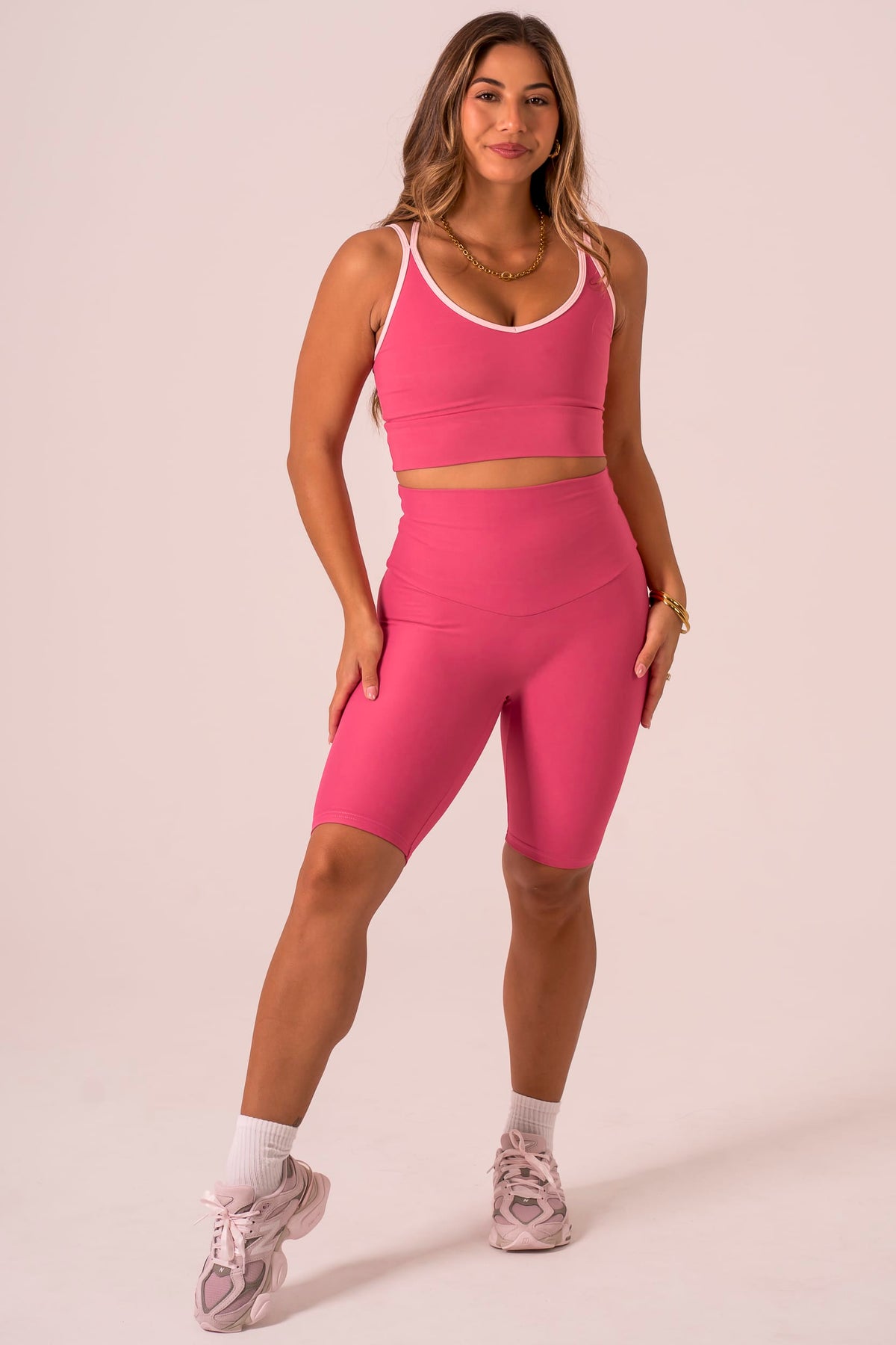 Raspberry Dynamic High Waisted Bike Shorts