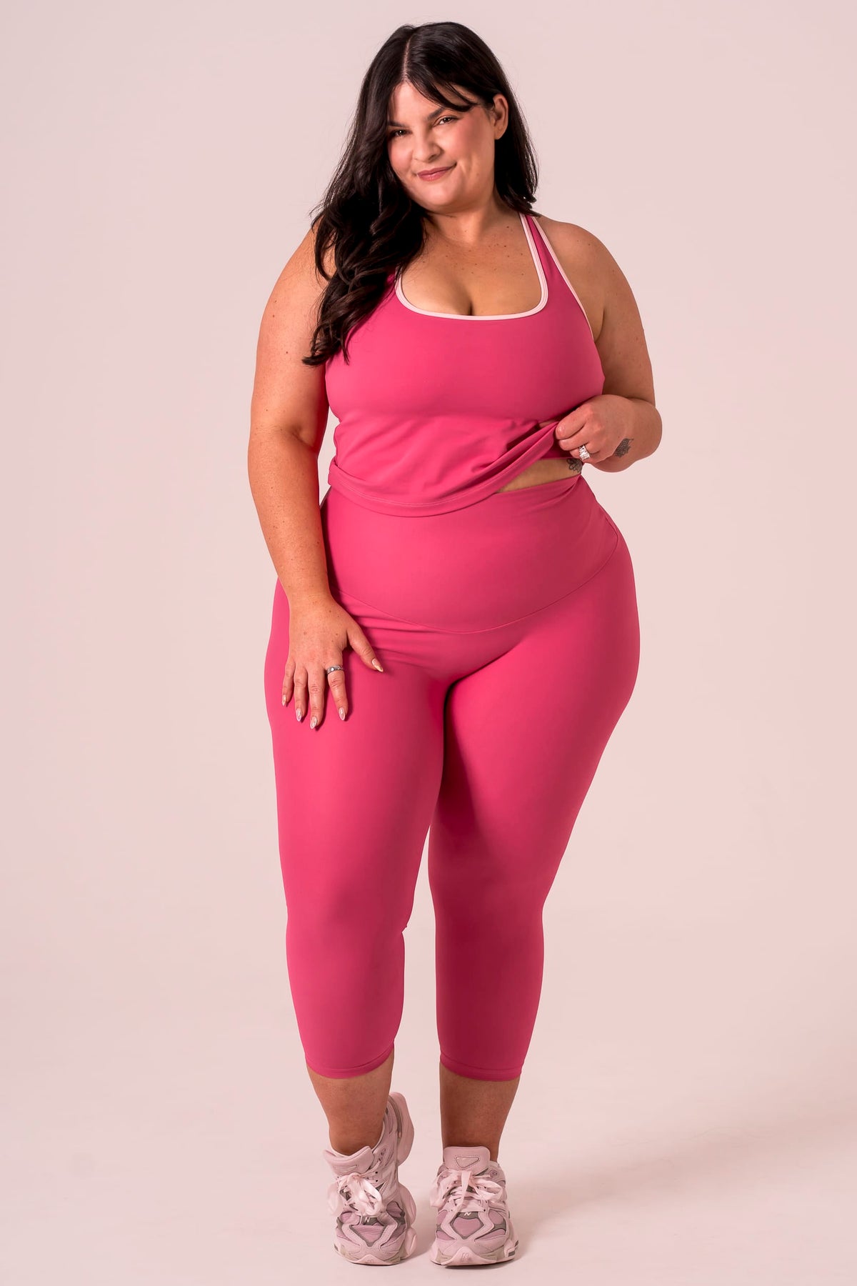 Raspberry Dynamic High Waisted Capri Leggings