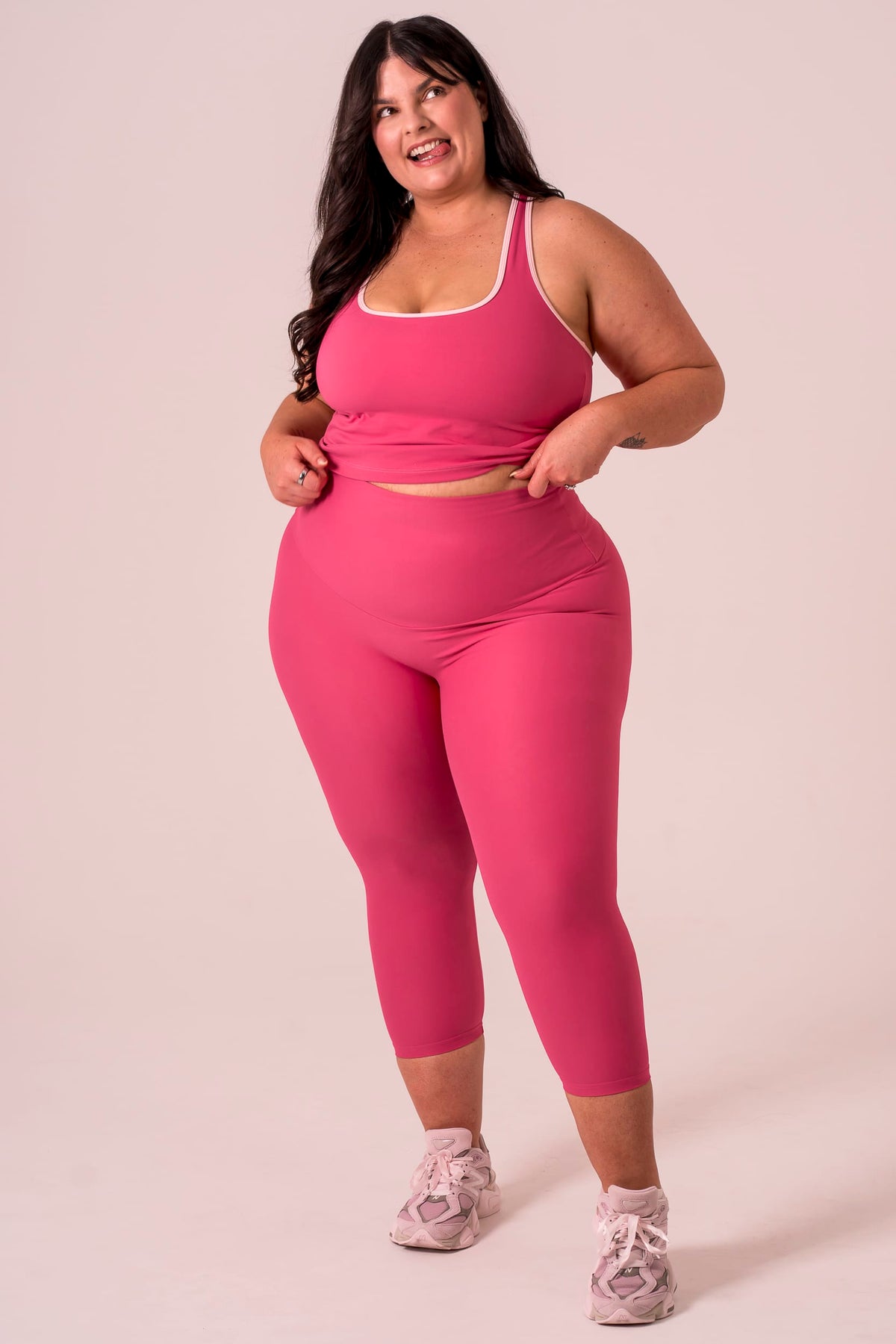 Raspberry Dynamic High Waisted Capri Leggings