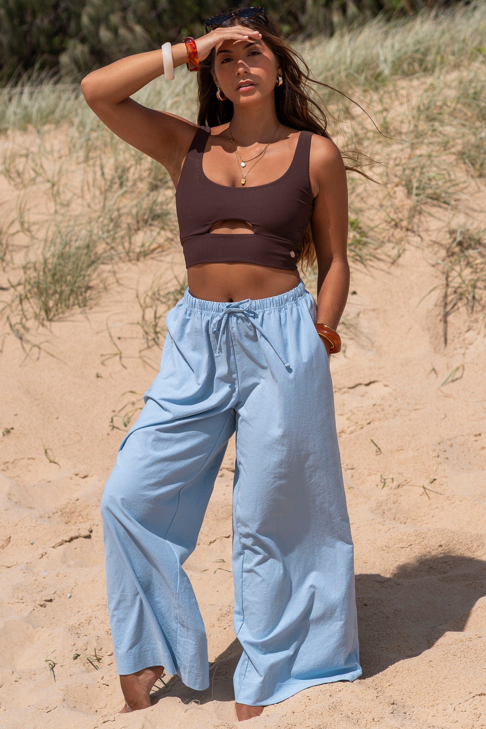 Sky Linen Blend Pants