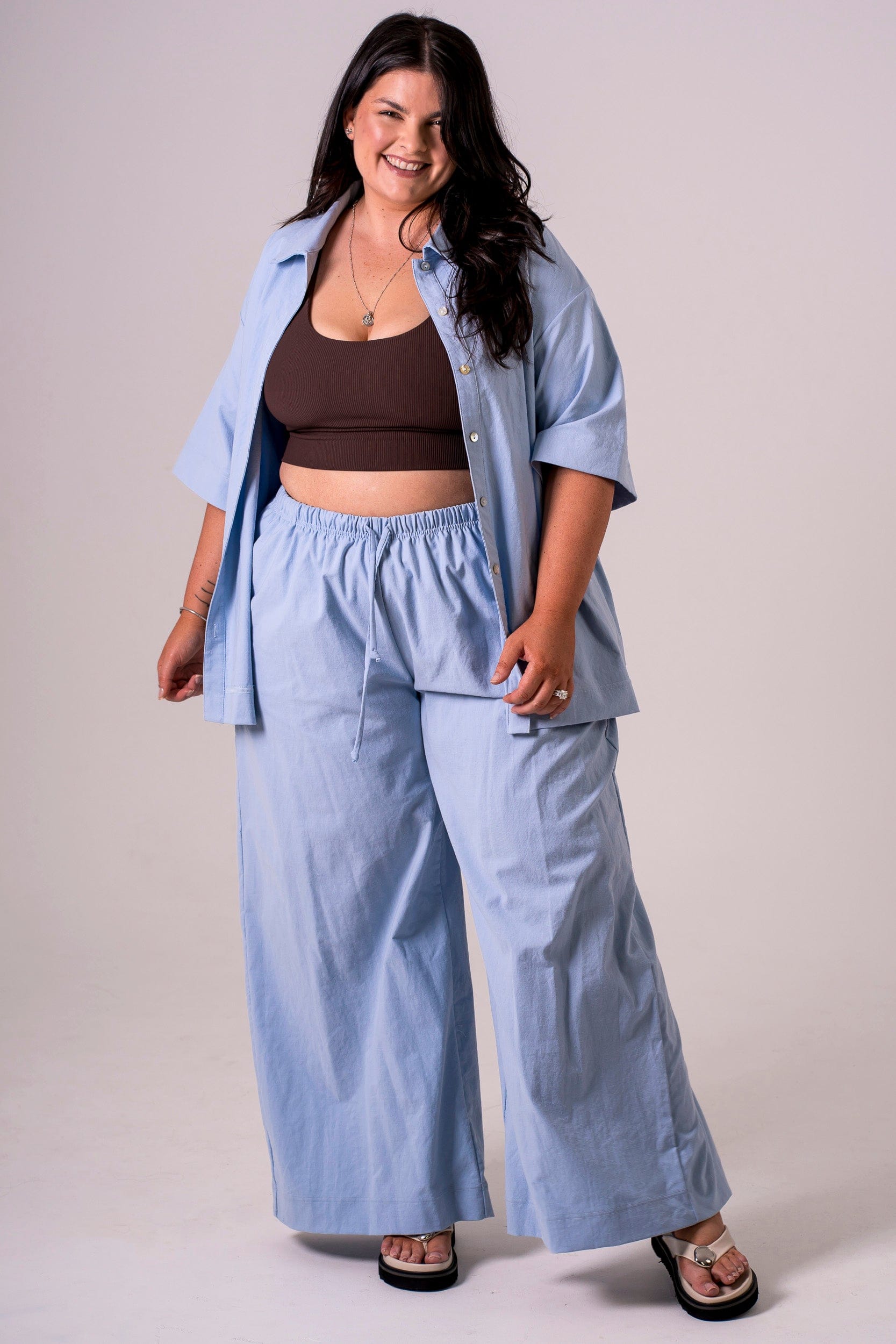Sky Linen Blend Pants