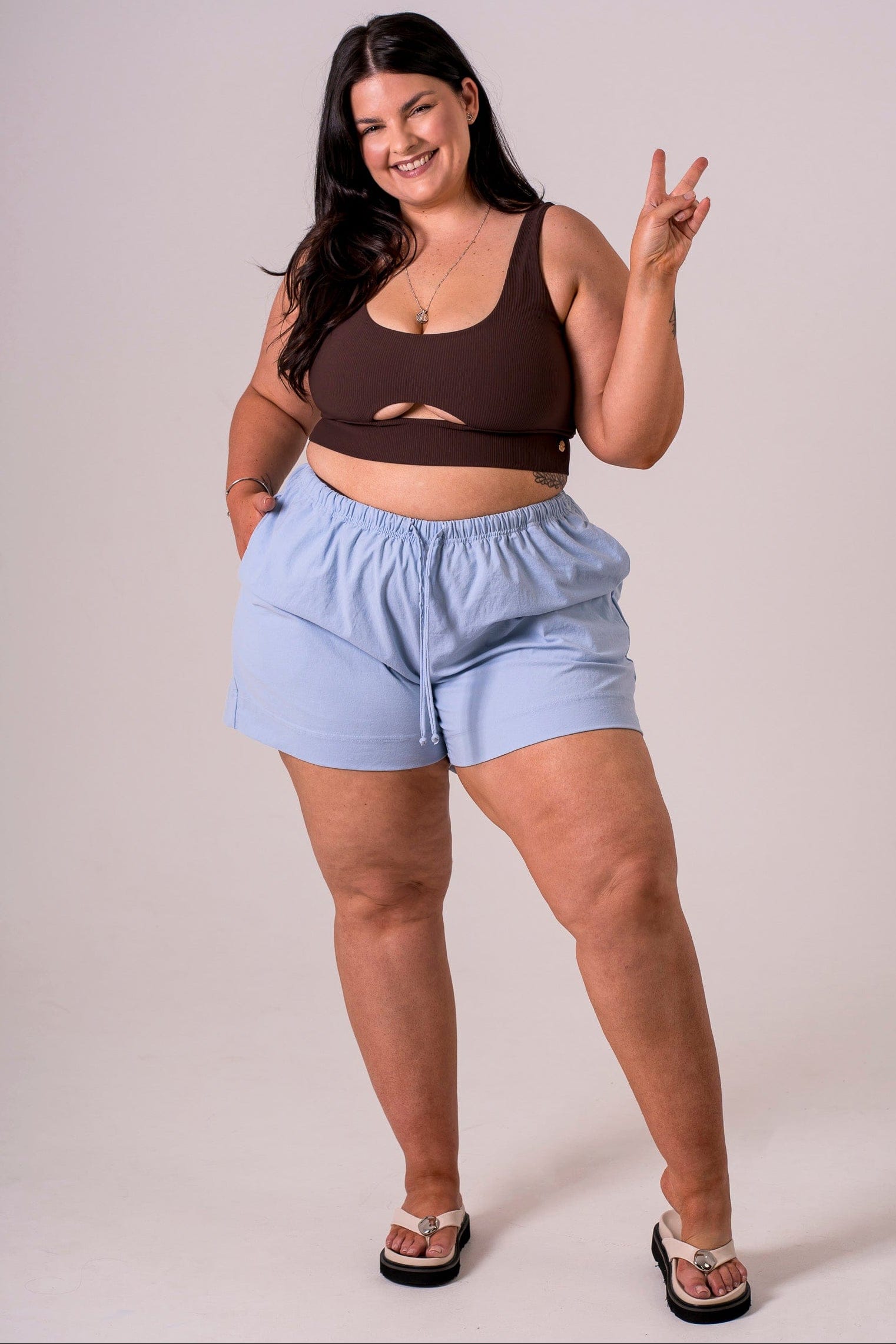 Sky Linen Blend Shorts