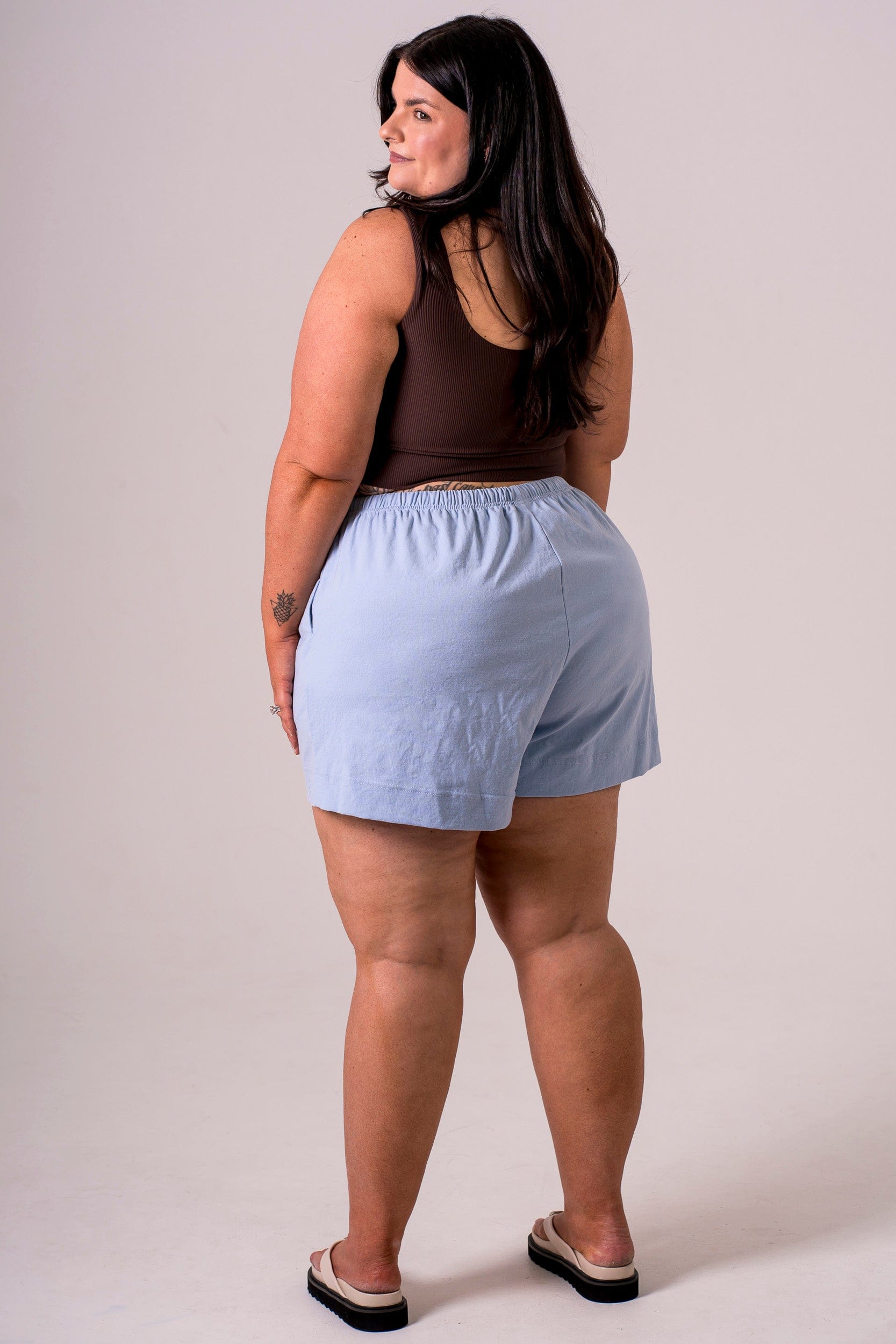 Sky Linen Blend Shorts