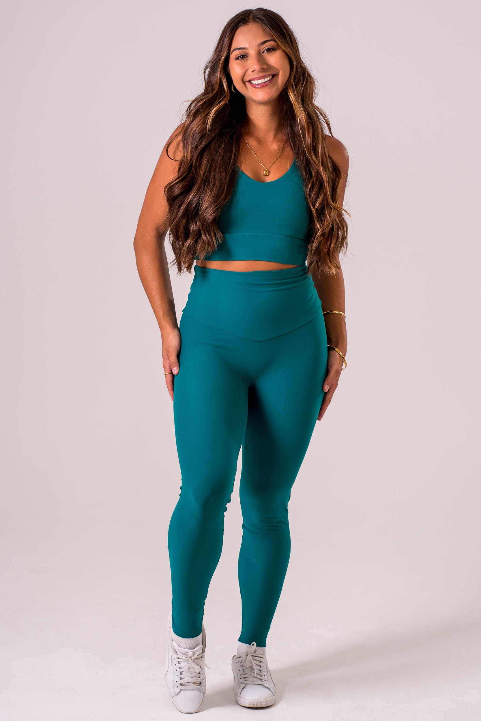 Teal Dynamic High Waisted Ankle Biter Leggings