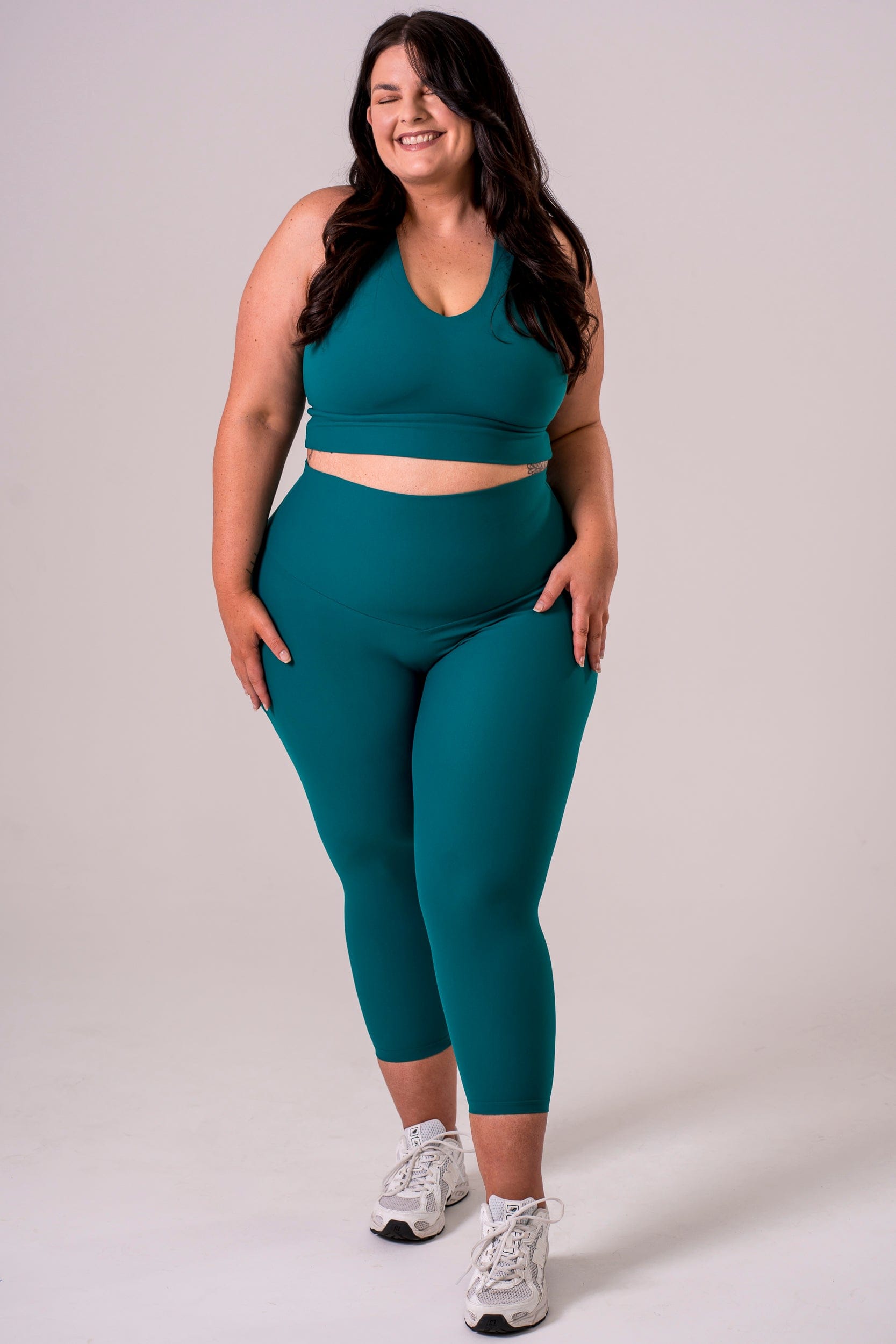 Teal Dynamic High Waisted Capri Leggings