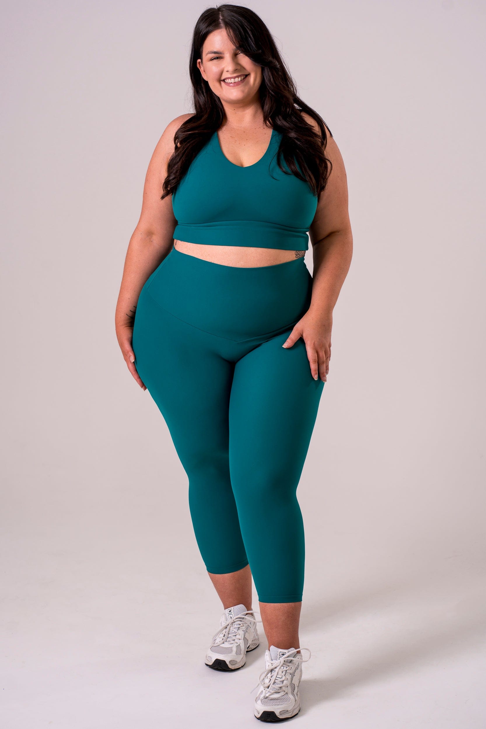 Teal Dynamic High Waisted Capri Leggings