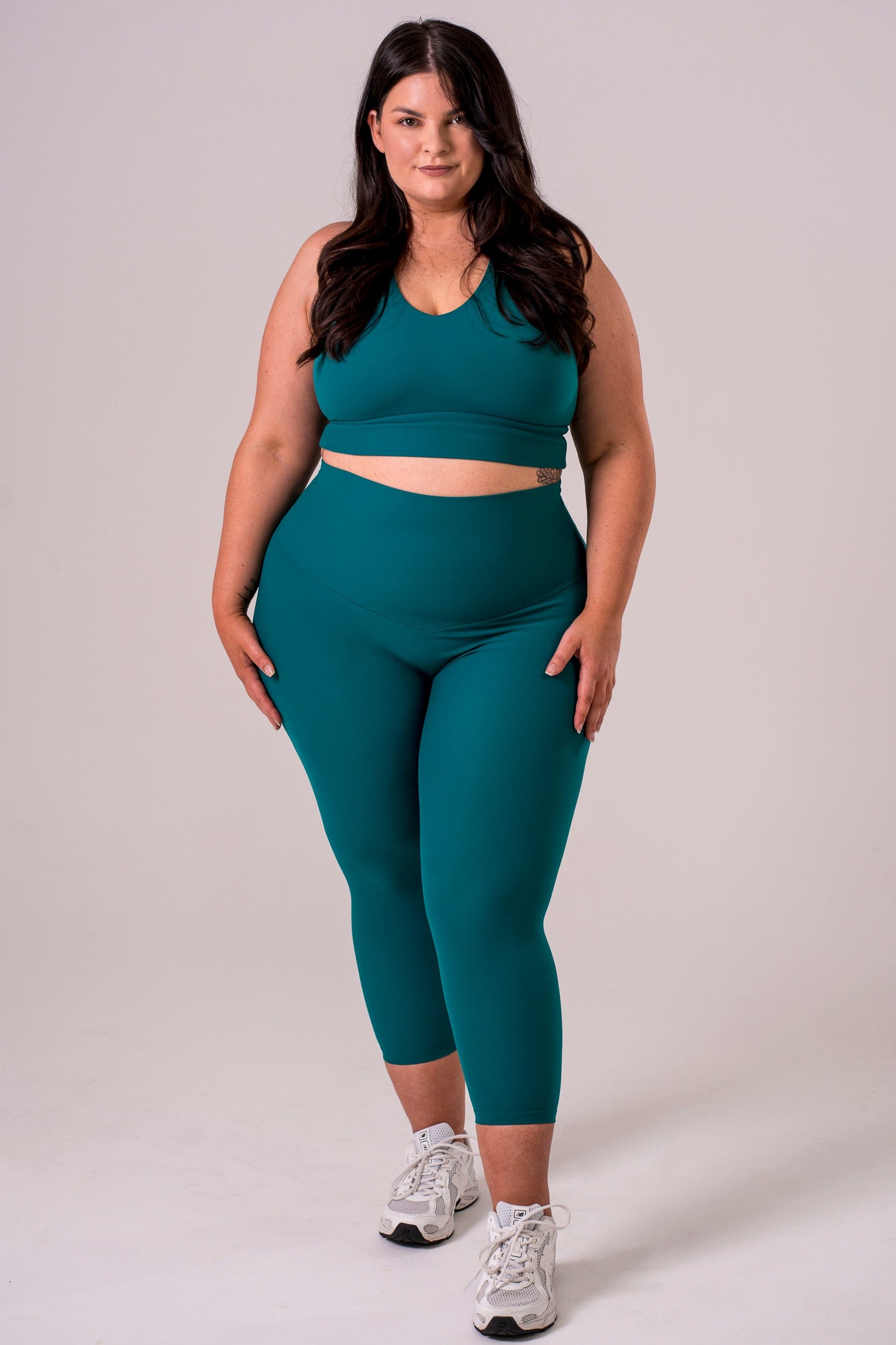 Teal Dynamic High Waisted Capri Leggings