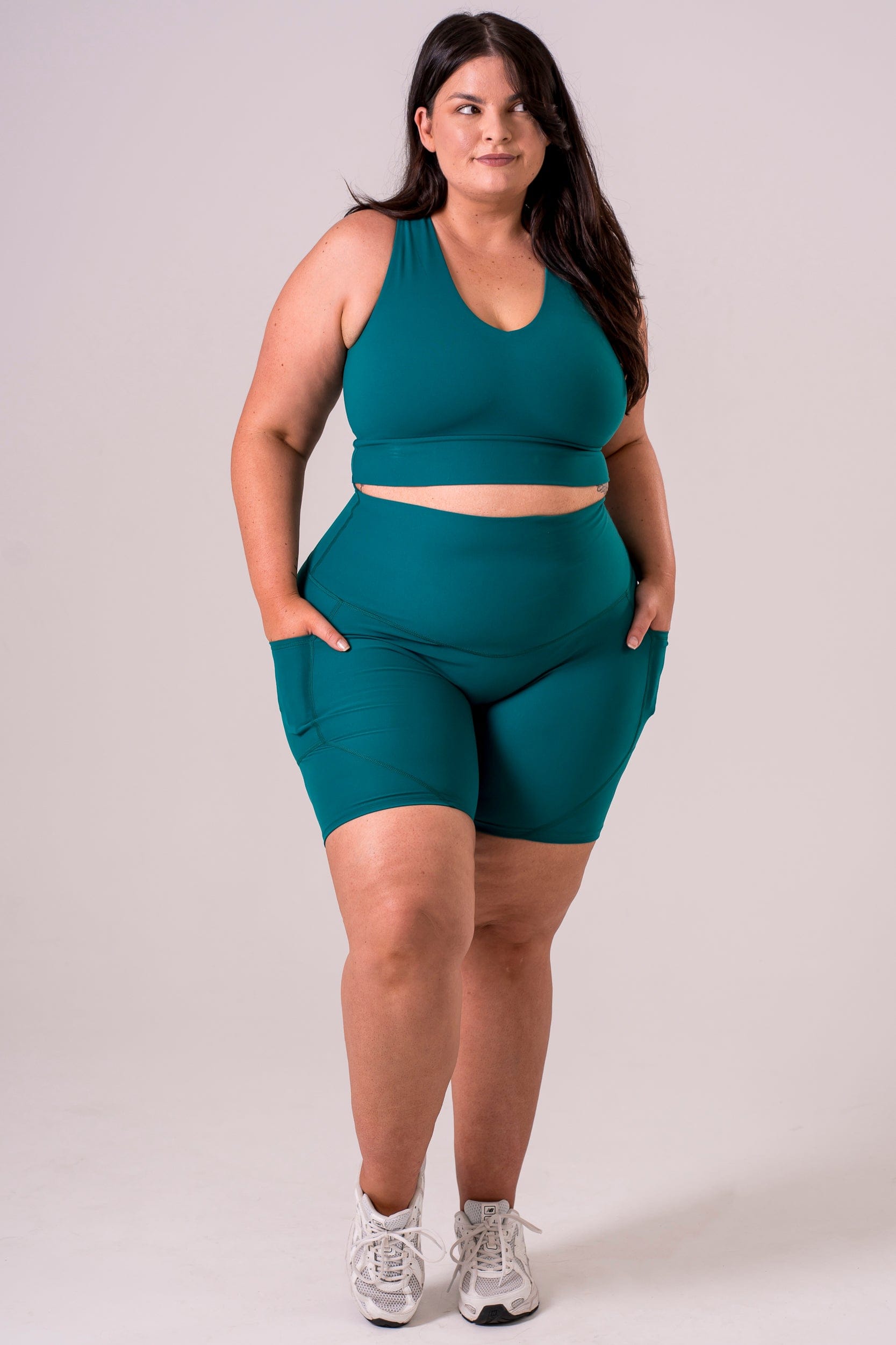 Teal Dynamic High Waisted Pocket Shaper Booty Shorts