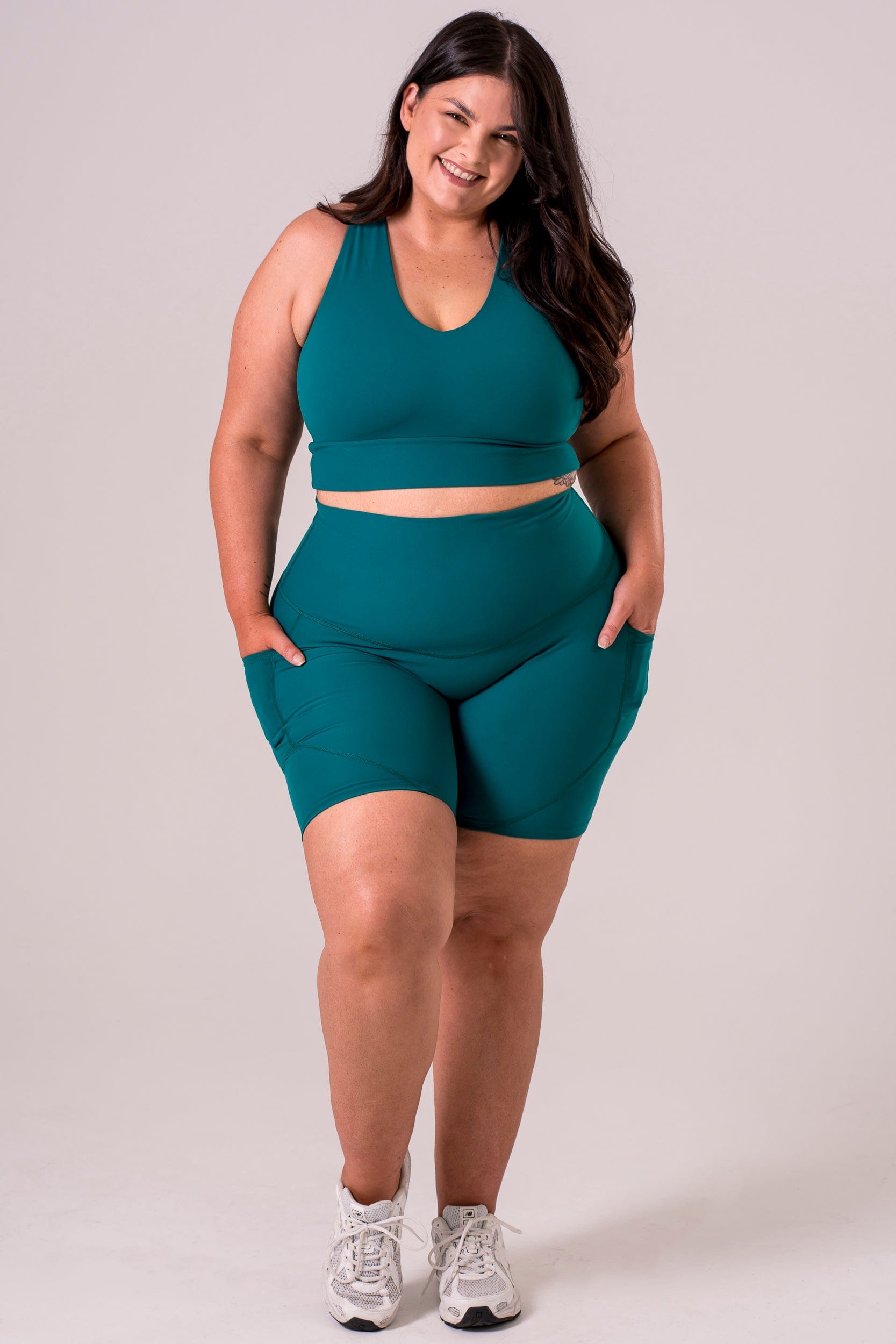 Teal Dynamic High Waisted Pocket Shaper Booty Shorts