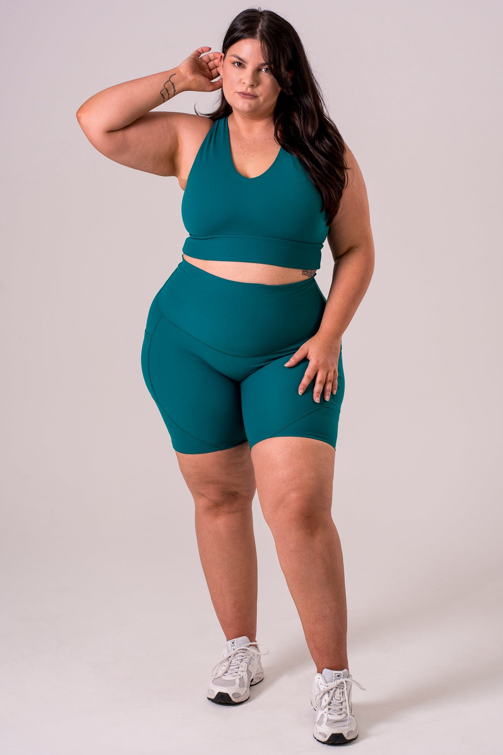 Teal Dynamic High Waisted Pocket Shaper Booty Shorts