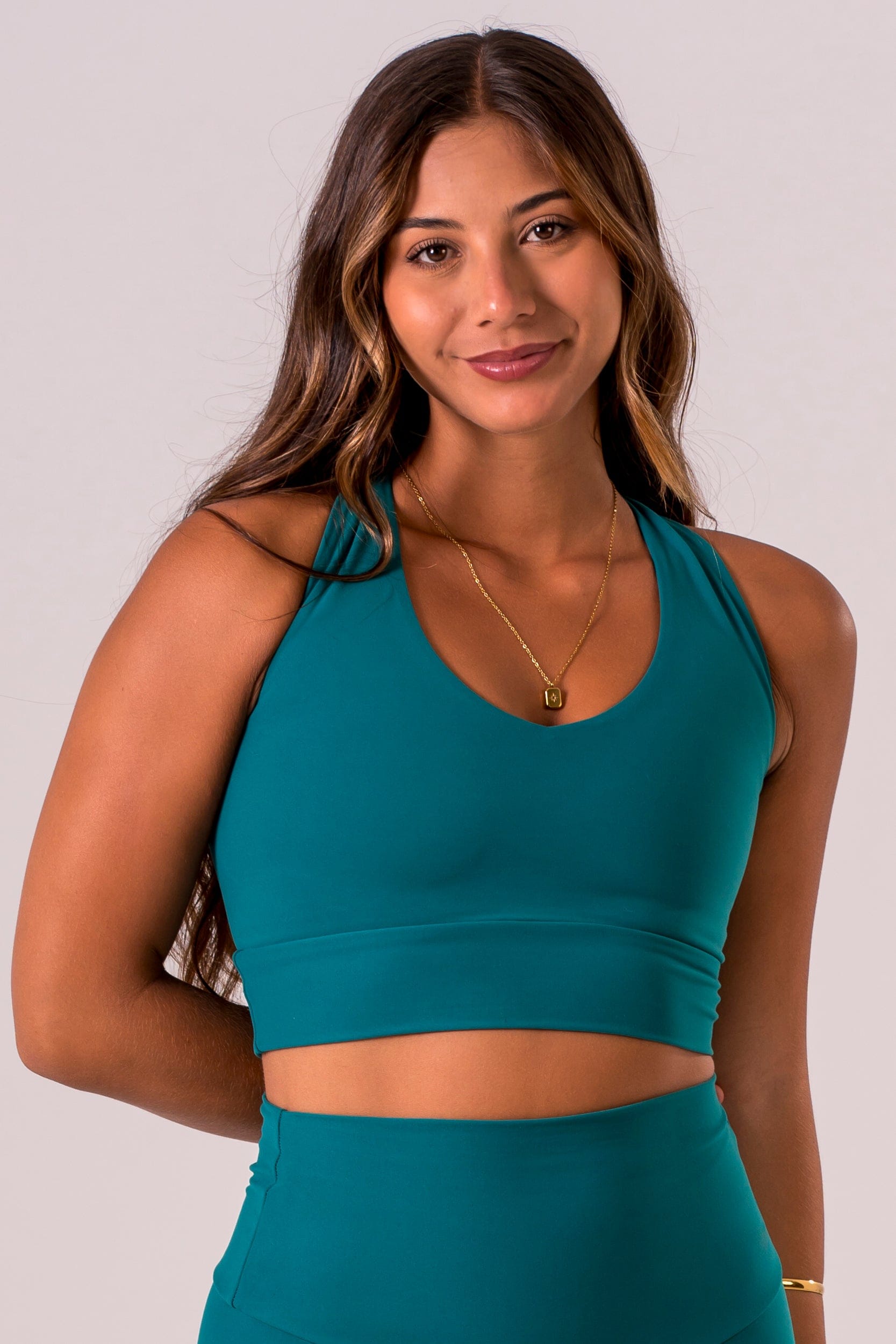 Teal Dynamic Sports Crop