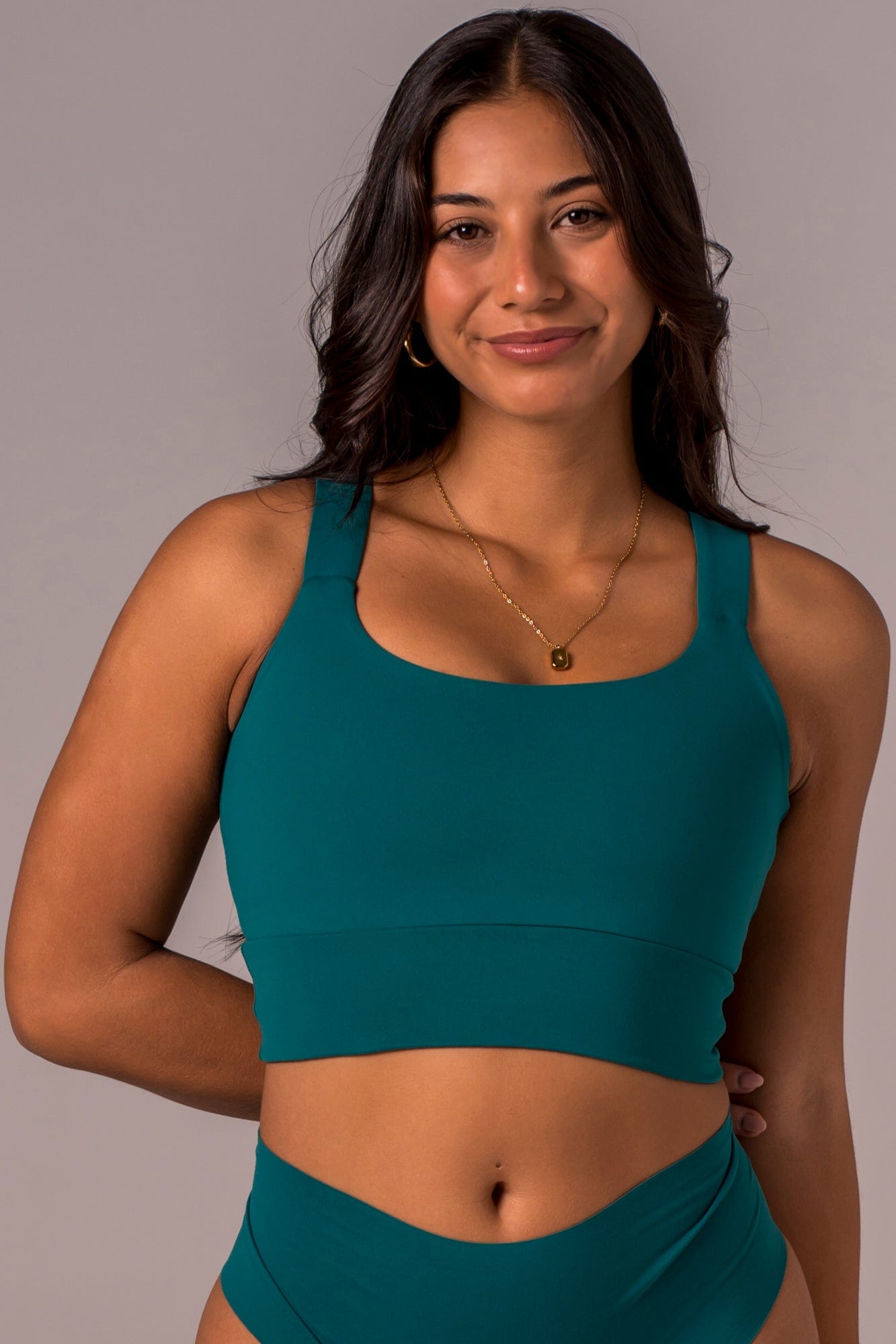 Teal Luxe Yoga Crop