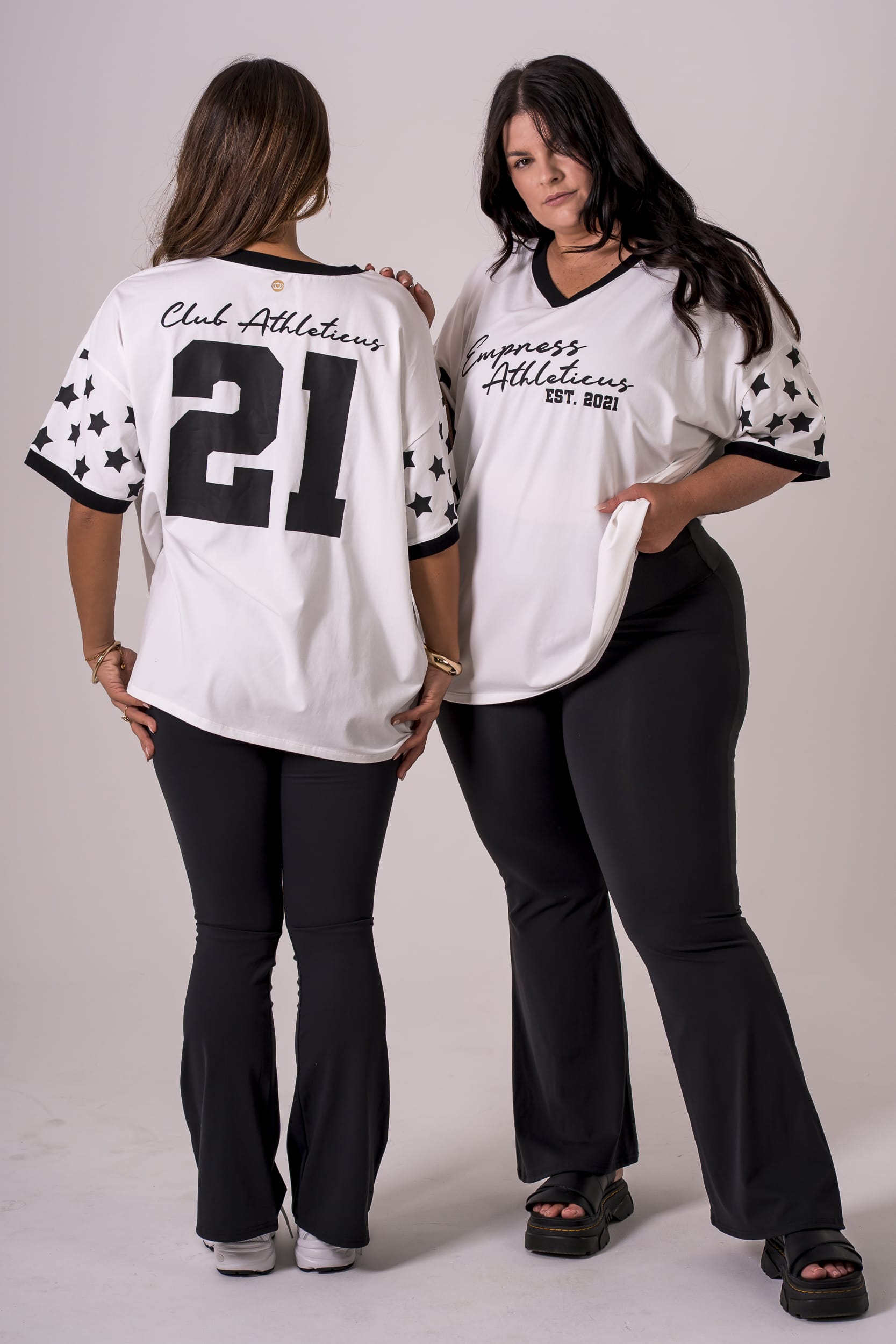 White Duo Club V Neck Oversized T-Shirt