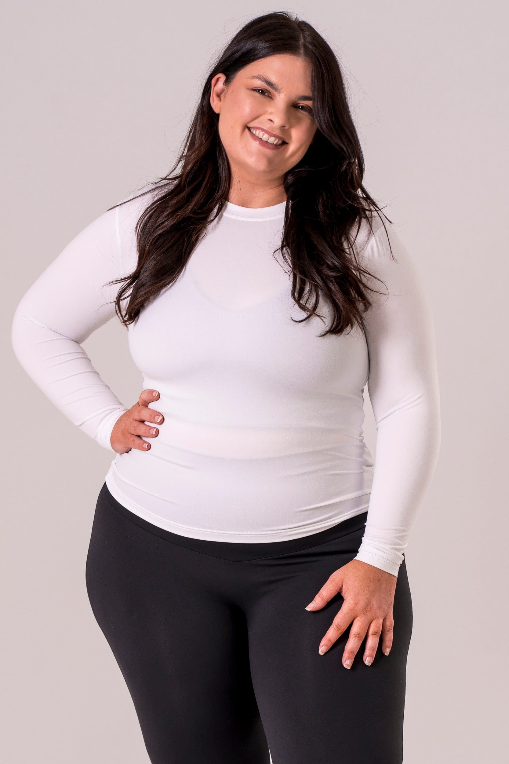 White Fitted Long Sleeve Tee