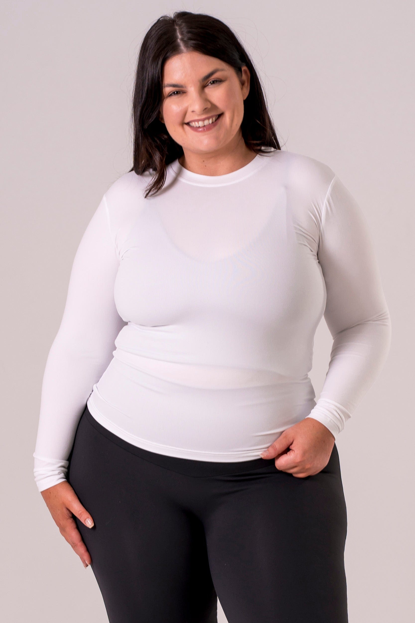 White Fitted Long Sleeve Tee