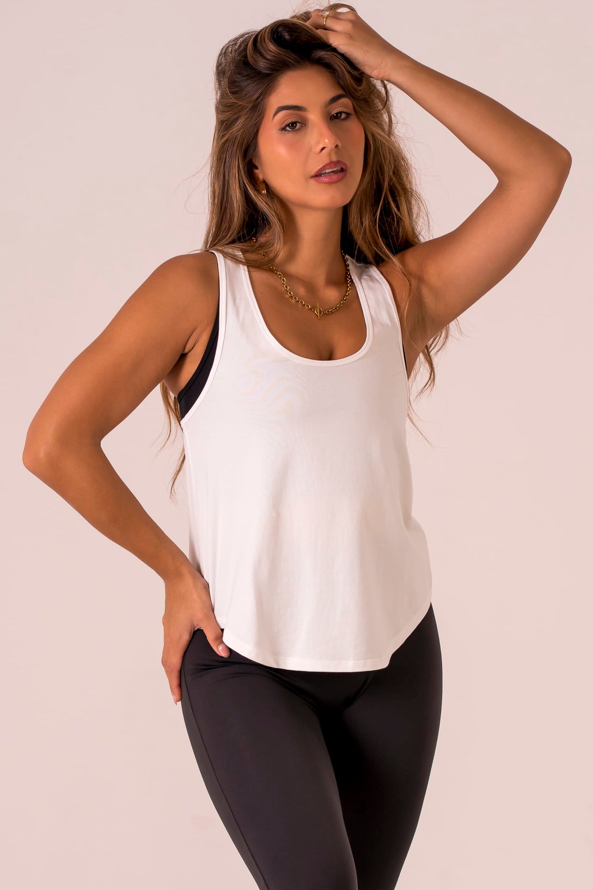 White Racer Tank